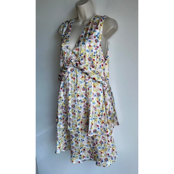 NWT Banana Republic‎ Double Ruffle Floral Sleeveless Dress Size 14P - Picture 4 of 8